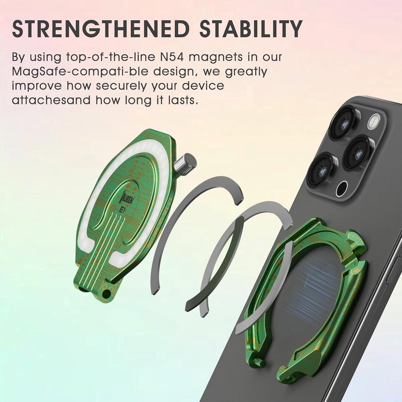 WUBEN E1 Selfie Ring Light Rechargeable Portable Selfie Fill Light Compatible with Magsafe 3 Modes Magnetic for Smart Phone Photography, Video, TikTok, Vlog (Circuit Pattern) - Image 2